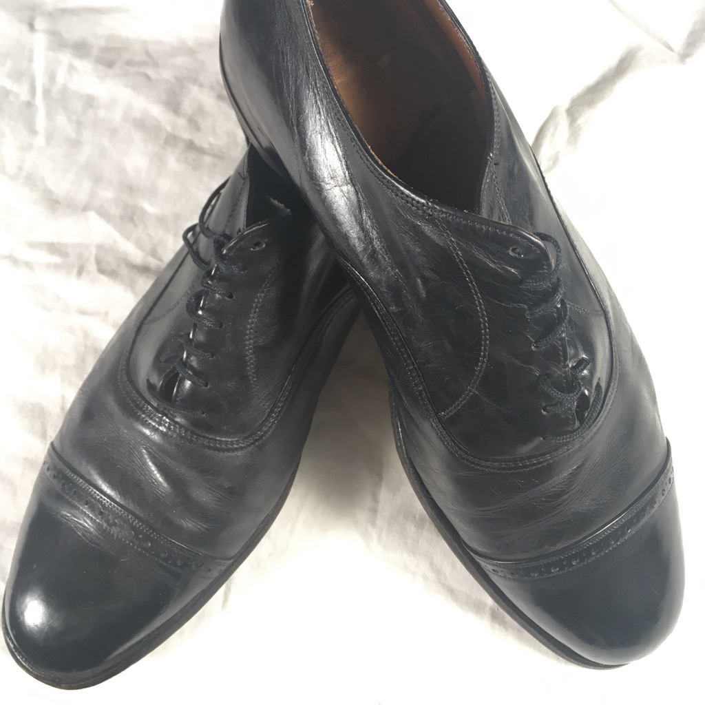 Florsheim 10.5 3e Usa 20308 Black Cap Toe Balmoral Oxfords Vintage